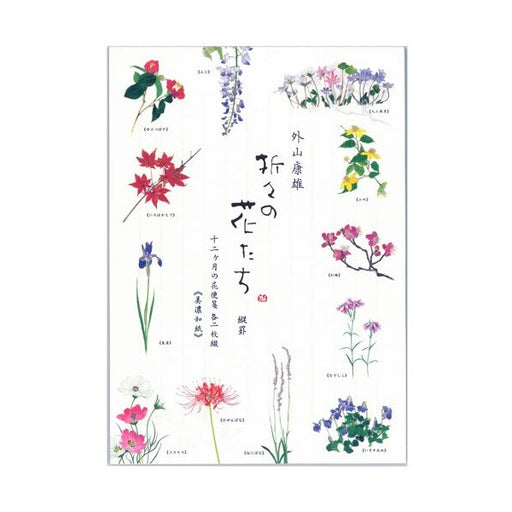 表現社 折々の花箋十二ヶ月の花縦罫 美濃和紙箋12柄計 綴 no.23-235 表現社 4961187232355（5セット）
