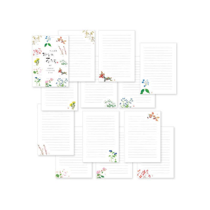 表現社 折々の花便箋十二ヶ月の花横罫 美濃和紙便箋12柄計 綴 no.23-237 表現社 4961187232379（5セット）