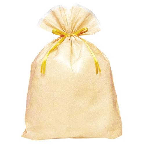 T-2276-LL　包むファクトリー シンテックス巾着BAG マチ付 イエロー LL 包む 4512427227664（5セット）