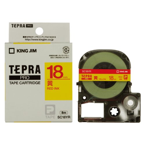 King Jim Tape Cartridge TepraPRO SC18YR Yellow/Red Letters