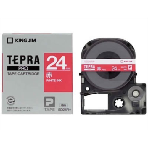 King Jim Tepra PRO Tape SD24R (Lebhafte rote/weiße Buchstaben, 24 mm Breite)