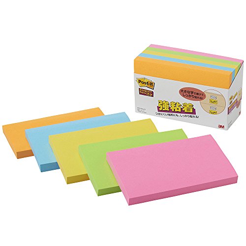 Post-it Strong Adhesive Note 75x127mm 90 x 5 X Fluorescent 655-5SSAN