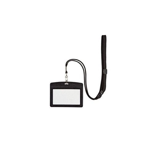 オープン 吊り下げ名札 レザー調 ヨコ（名刺サイズ） 黒 N-123P-BK