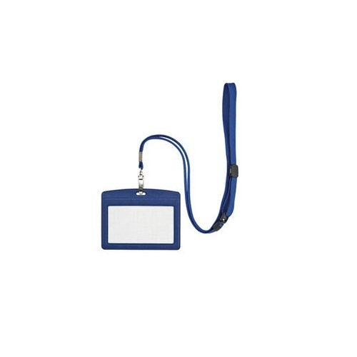 オープン 吊り下げ名札 レザー調 ヨコ（名刺サイズ） 青 N-123P-BU