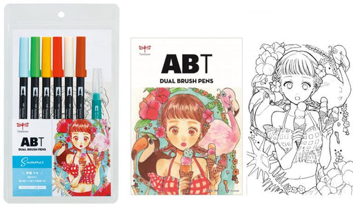 ABT 6色イラストセット 水性マーカー 夏水筆 Summer 芦屋マキさん AB-T6CSMQA トンボ TOMBOW