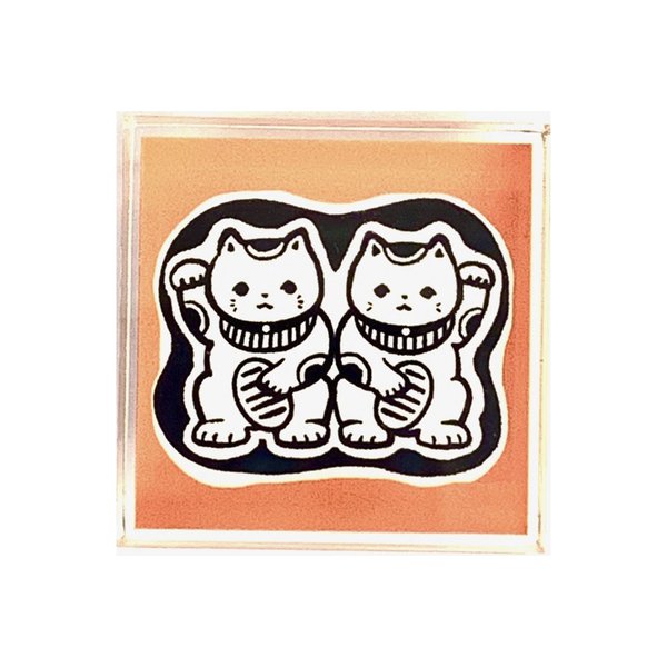 サンビー tomik-clear2 [とみこはんアクリルスタンプ ちいさな福招き ダブルまねき猫]