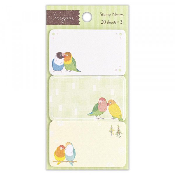 付箋 ふせん　さえずり　インコ緑 4984404 NB エヌビー社（5セット）