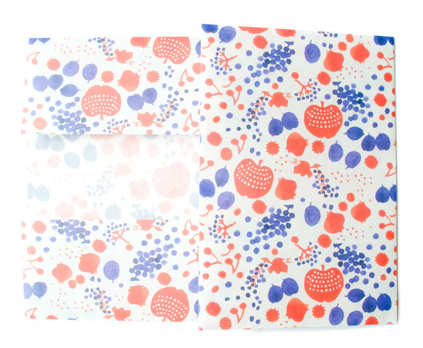 Kurashiki Design Dot and Line Design Works Couverture papier ciré (pomme et poire)