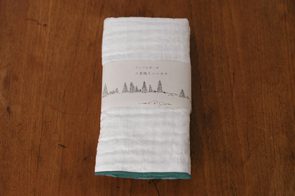 倉敷意匠 ﾜｯﾌﾙｶﾞｰｾﾞ ﾊﾝｶﾁ (白×鉄色)