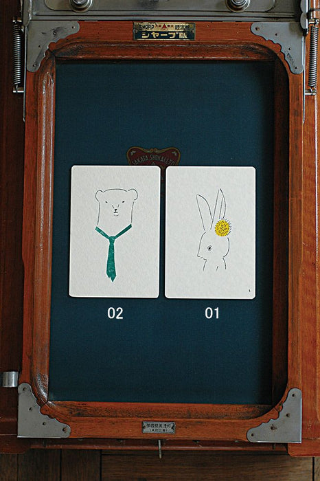 倉敷意匠 絵と木工のﾄﾘﾉｺ ｶﾞﾘ版刷 ﾎﾟｽﾄｶｰﾄﾞ (しろうさぎ)