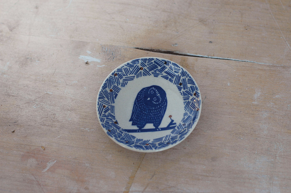 Kurashiki design kata kata timbre main petite assiette (hibou)
