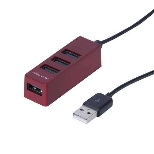 ＵＳＢ２．０　４ポートハブ　１．２ｍ　レッド　ナカバヤシ UH-2414R