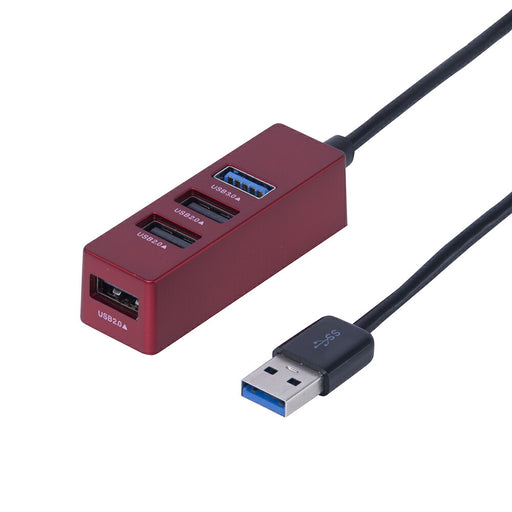 ＵＳＢ３．０＋２．０　４ポートハブ　０．３ｍ　レッド　ナカバヤシ UH-3064R