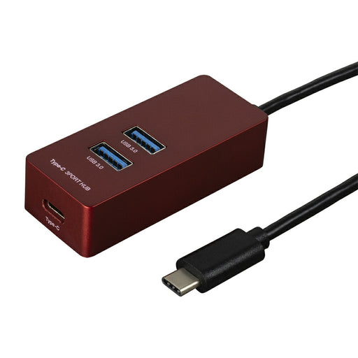 Ｔｙｐｅ－Ｃ／ＵＳＢ３．１Ｇｅｎ１／３ポートハブ／３０㎝／レッド　ナカバヤシ UH-C3133R