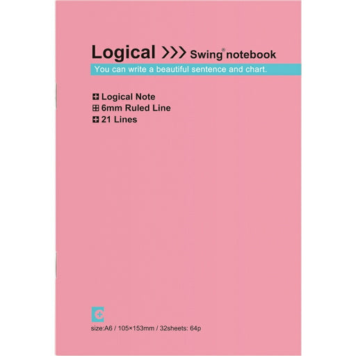 ﾉ-A603Pスイング・ロジカル　カラーノート　A6　ピンク ナカバヤシ
