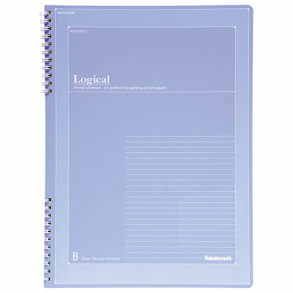 Notebook Nakabayashi Swing Logical W Ring A4 largo/B a righe/40 fogli NW-A401WB