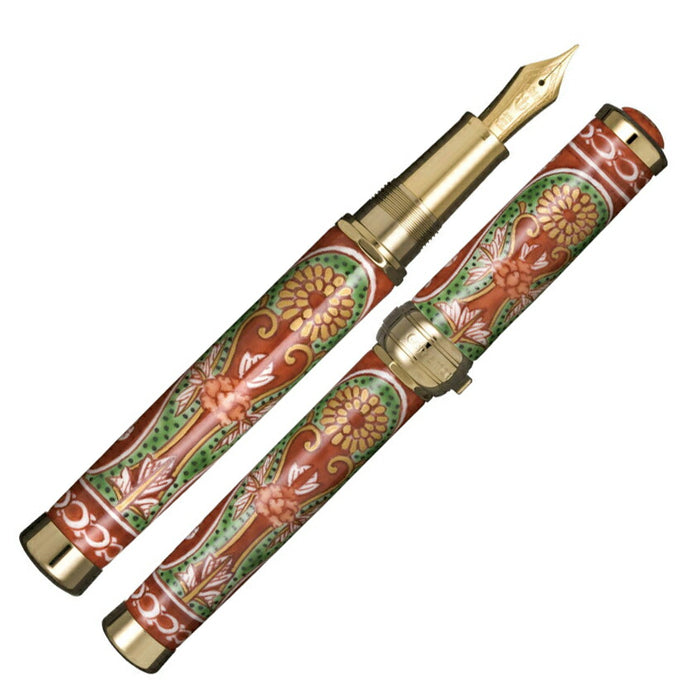 有田焼創業400年記念万年筆 赤濃菊絵（源右衛門窯製）金ペン先　細字（F）10-2554-200 セーラー万年筆