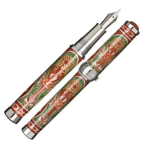 有田焼創業400年記念万年筆 赤濃菊絵（源右衛門窯製）銀ペン先　細字（F）10-2555-200 セーラー万年筆